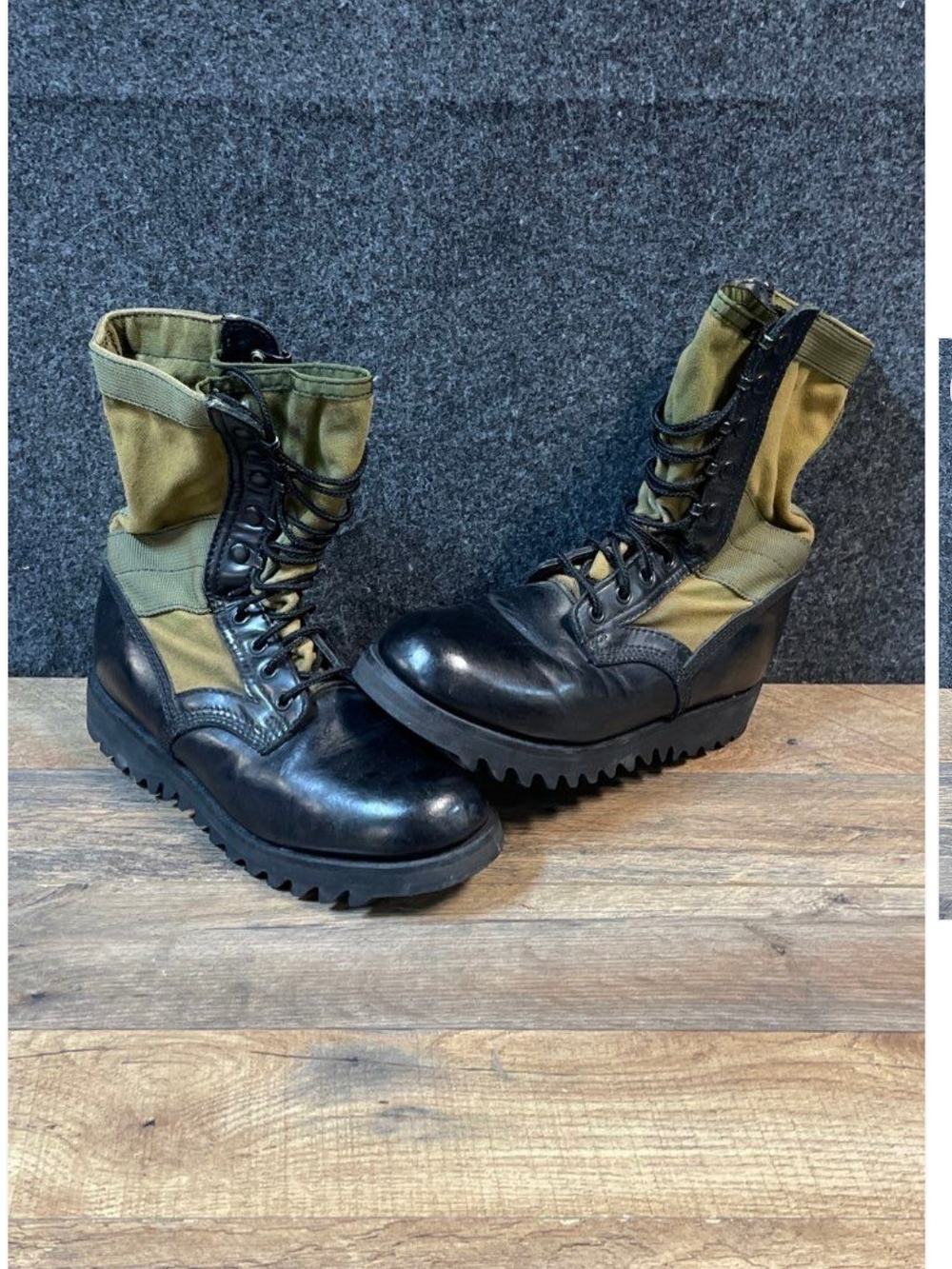 Altama Jungle Combat Boots Black OD Green Ripple Sole USA Made Size 6R